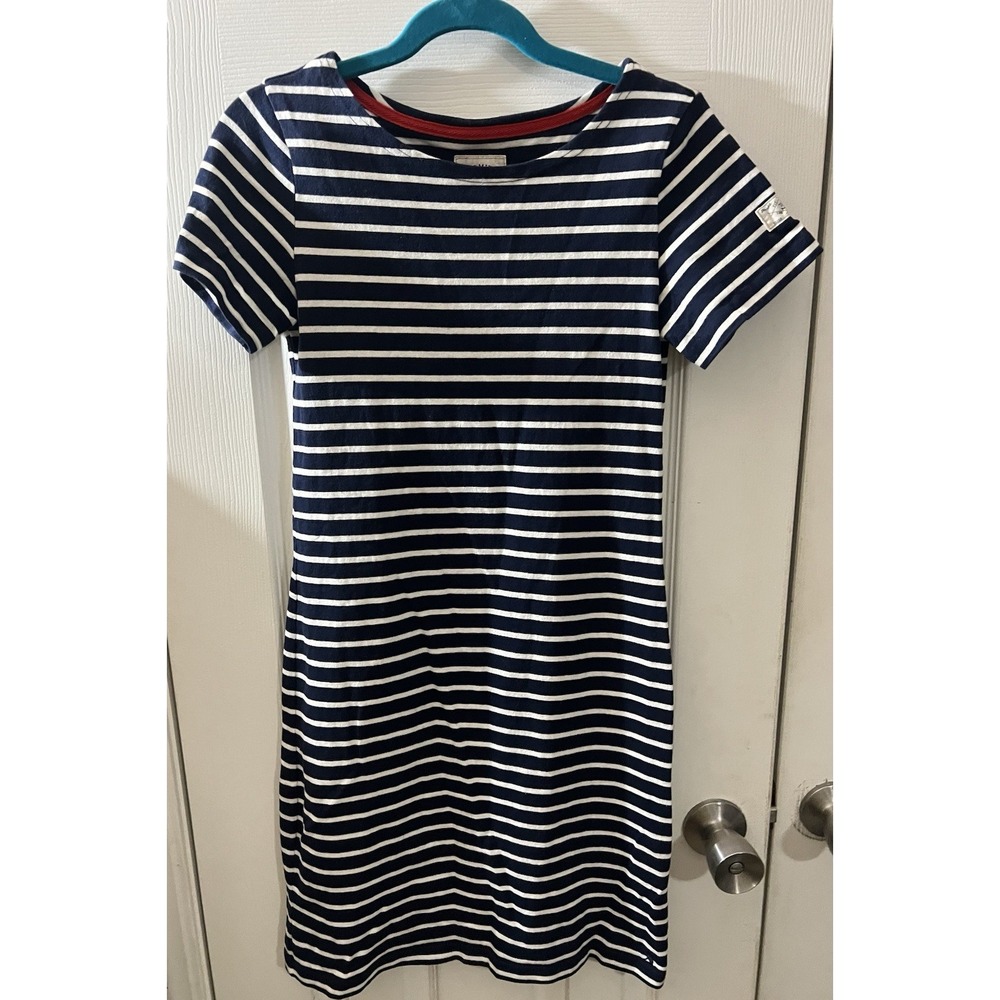 Joules Riviera Long Length Jersey Dress Navy and‎ White Striped Size 2